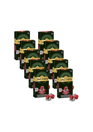 Jacobs Lungo 6 Classico Nespresso Uyumlu Kapsül Kahve 10 x 10'lu