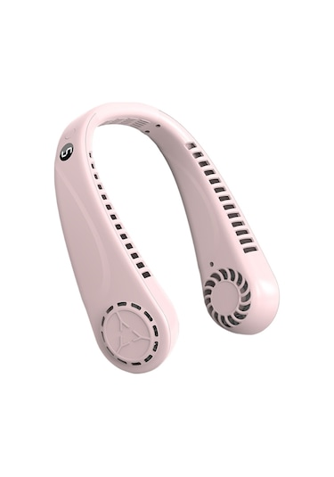 Relaxed Beş Hızlı Dijital Ekran Asılı Boyun Fanı Açık Hava Sporları Taşınabilir Usb Mini Asılı Boyun Fanı - Pembe