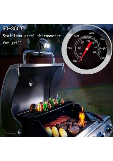 Ganzhoushop Termometre Sıcaklık Paslanmaz Ölçüm Izgara Fırın Çelik Barbekü Barbekü Aleti Fi
