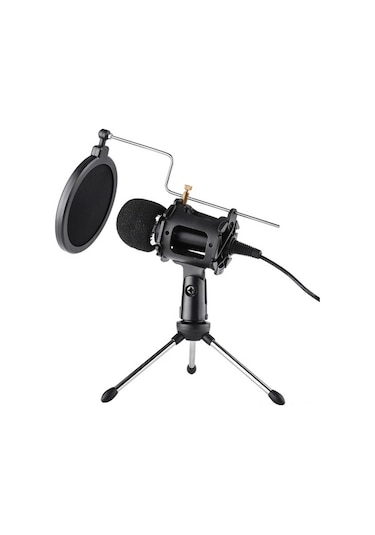 Novahub Mini Mikrofon Tripod & Pop Filtreli Set, 3.5mm Jaklı, Şok Montajlı Video Mikrofon