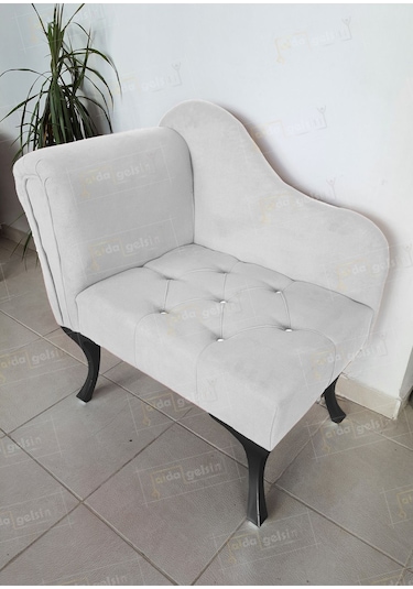 Yeni Model Tekli Köşe Koltuğu Josefin Bench Siyah Ayak Beyaz