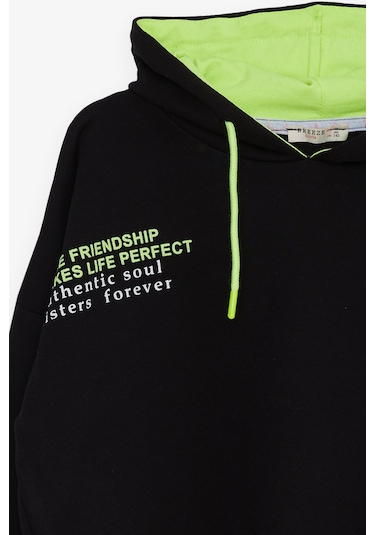 Breeze Kız Çocuk Sweatshirt Yazı Baskılı 9-14 Yaş - Siyah