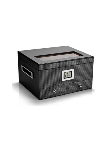 Falconetti Sedir Ağacı Camlı Çekmeceli Humidor Puro Kutusu Rd13