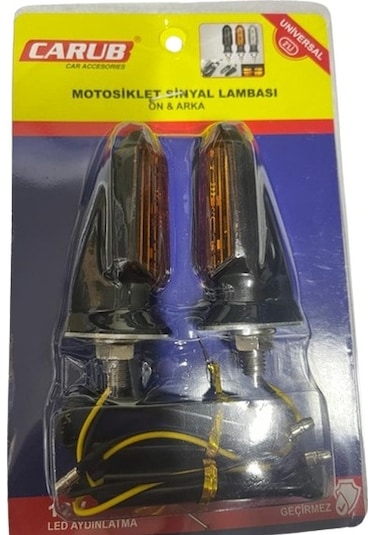 Carub Motosiklet Sinyal Lamba Üniversal 12v Sarı Cam Sarı Led 2li