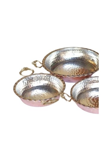 Bakır Tava Tırtıklı 3'lü Set Bakır