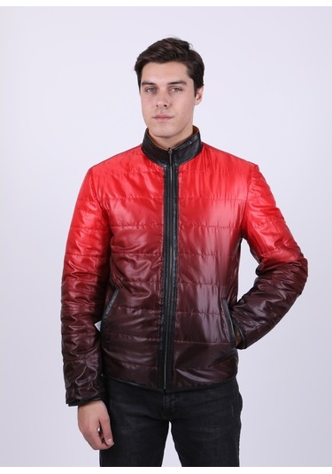 New Zaya Leather Erkek Şişme Sarı Deri Ceket Sarı