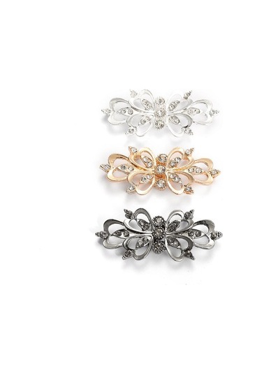 Gümüş 1 Çift Kazak Kristal Pin Hırka Klipler Aksesuarları Takı Taklidi Düğmeler Alaşım Toka Yaka Gümüş