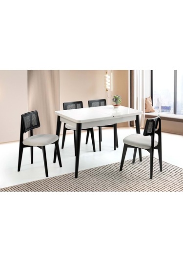 Mobilgen Beyaz 120+30 Kelebek Milano Açılabilir Masa Beyaz