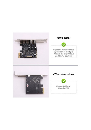 Xurunkeji Pcı Genişletme Kartı 4-port Tip-c+a Usb 3.2 Genişletme Kartı 5gbps Yüksek Hızlı Hub Masaüstü Bilgisayar İçin Sürücüsüz
