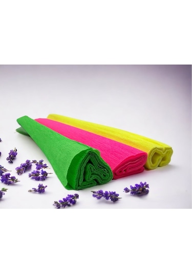 Roco Paper Neon Renkli Krapon Kağıtları - 3'lü Set 40gr 50x250cm