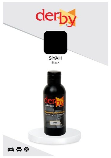 Derby Siyah Deri Döşeme Araç Direksiyon Koltuk Boyası 100 Ml