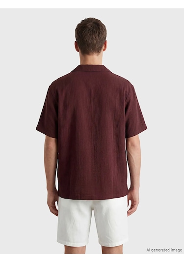 Lc Waikiki Bordo Regular Fit Resort Yaka Müslin Erkek Gömlek