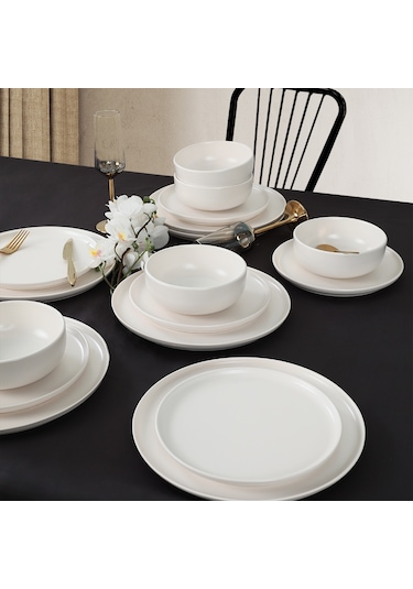 Keramika Nordic Mat Beyaz Yemek Takımı 18 Parça 6 Kişilik 022