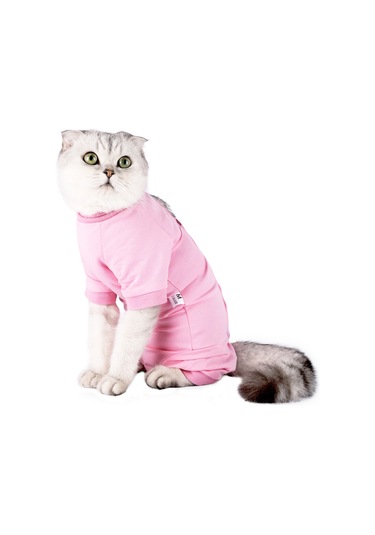 Geekyou Kedi Ameliyat Sonrası İyileşme Giysisi - Yara Koruması Ve Yalama Engeli - Modal Dokuma - Pembe Xs