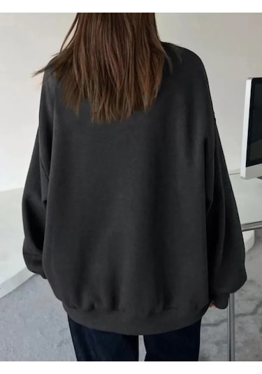 Hazego Düz Bisiklet Yaka Sweat - Siyah Siyah