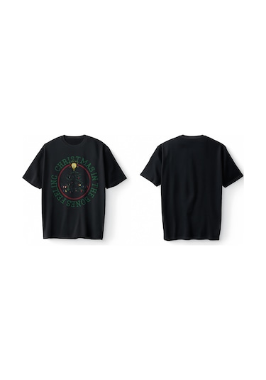 Bumeta Feeling Chiristmas İn The Bones Oversize Unisex Tişört T-shirt Siyah
