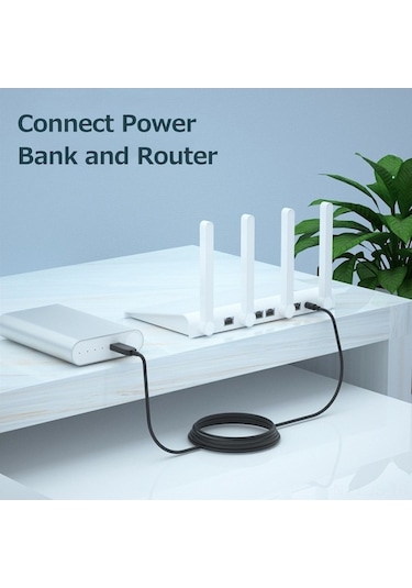 Fastbuy Usb'den 12v'ye Artırıcı Kablosu, 5v Girişli Taşınabilir Powerbank Dönüştürücü, Dc 5.5/2.1 Arayüzlü Doğru Uçlu 1m Kabl