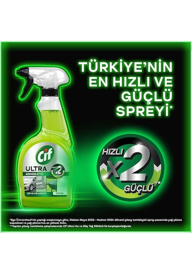 Cif Ultra Anında Etki Kir ve Yağ Çözücü 2 x 1025 ML