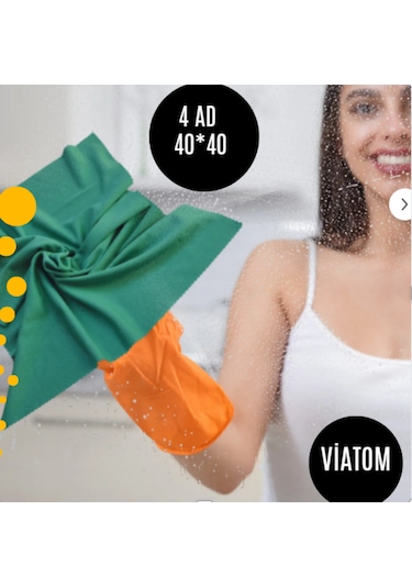 Mikrofiber 4'lü 40 40 Su Emici İz Bırakmayan Antibakteriyel Cam T