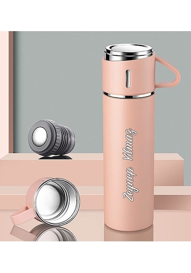 İsme Özel Premium Çelik Bardak Özellikli Termos 580 Ml Pembe