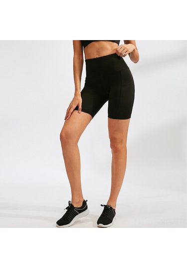 Springsun Kadınlar İçin Yüksek Bel Yoga Şortu, Eğitmen Koşu Antrenmanı, Hızlı Kuruyan Daralıcı Esnek Spor Şort, Lacivert, L Diğer