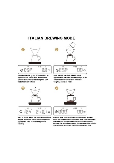 Fortunelane Kahve Terazisi: Hassas Ölçüm, 3 Mod, Entegre Zamanlayıcı, Şarj Pil, Siyah, 2kg Kapasite Siyah