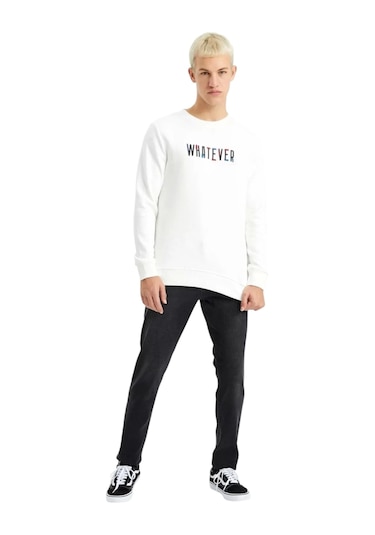The Crow Whatever Erkek Sweatshırt Tc1904 Ekru