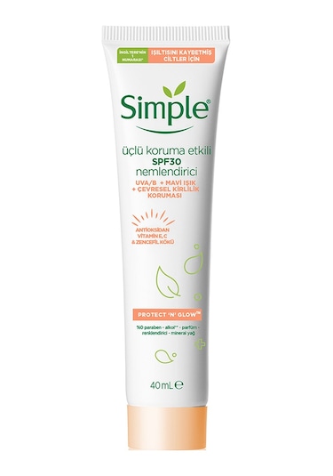 Simple Protect & Glow SPF 30 Nemlendirici Bakım Kremi 40 ML