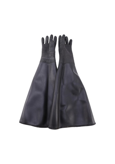 Çizgili Siyah Kauçuk Kumlama Eldiveni, Kumlama Kabini İçin Aşındırıcı Kumlama Eldiveni 65x30cm 2025.