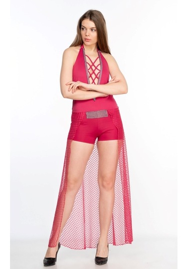 Deri Arkası Kuyruklu Kadın Tulum