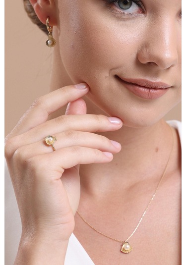 İstiridye Doğal İnci Yüzük Beyaz