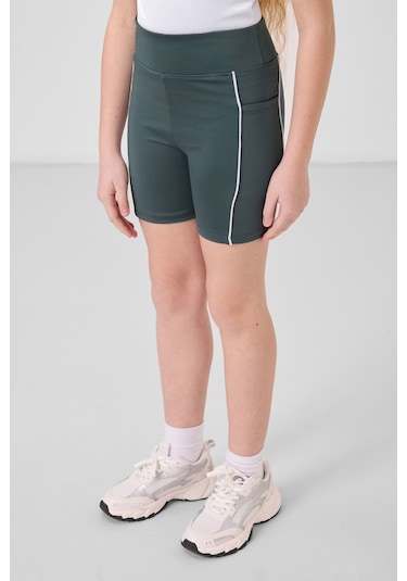 Tommylife Orman Yeşili Esnek Standart Fit Basic Performans Kız Çocuk Tayt - 75189 Yeşil