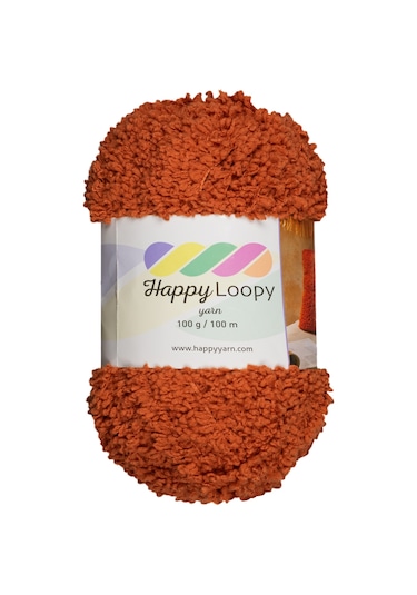 Happy Loopy Yarn - 100g / 100m %100 Polyester Buklet Örgü İpi - Kiremit