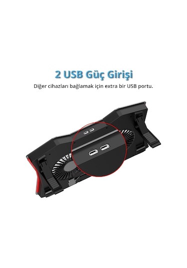 Juo GT 2 Fanlı 1500 RPM LCD Ekranlı Led Aydınlatmalı RGB Hız ve Yükseklik Ayarlı Gaming Oyuncu Notebook Soğutucu