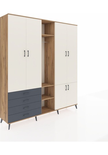 Hyperion Dolap 14 Raflı 4 Çekmeceli Tek Askılı 220x44x243 Çam-aytaşı/antrasit Aytası/antrasıt Hyperion Dolap 14 Raflı 4 Çekmeceli Tek Askılı 220x44x243 Çam-aytaşı/antrasit Aytası/antrasıt