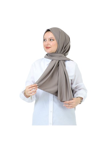Şal Zarif Başörtüsü Eşarp Tesettür Giyim Uzun Abiyelik Koyu Vizon
