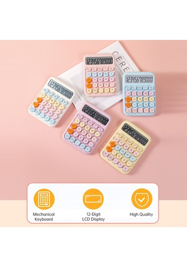 Singree Ofis Hesap Makinesi, Mekanik Klavye İle Yuvarlak Büyük Tuşlar, 12 Haneli Ekran, Öğrenci Ve Muhasebe İçin, Sakura Pembe Aaa Pil Dahil Değil Pembe