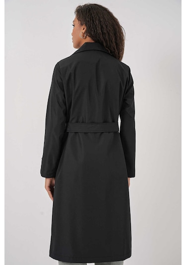 Gabria Kol Düğme Detaylı Trenchcoat Siyah