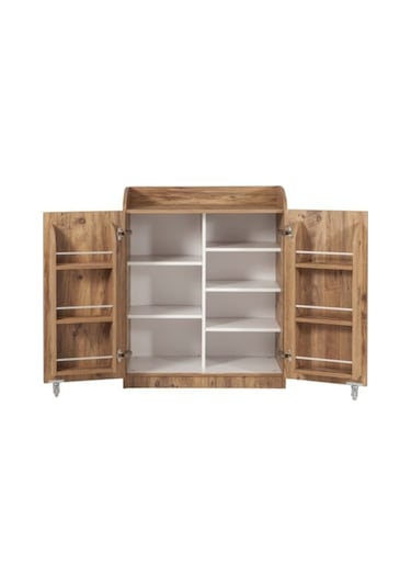 Ceviz Çok Amaçlı 165 Derece Açılabilir Kısa Mutfak Kiler Dolap