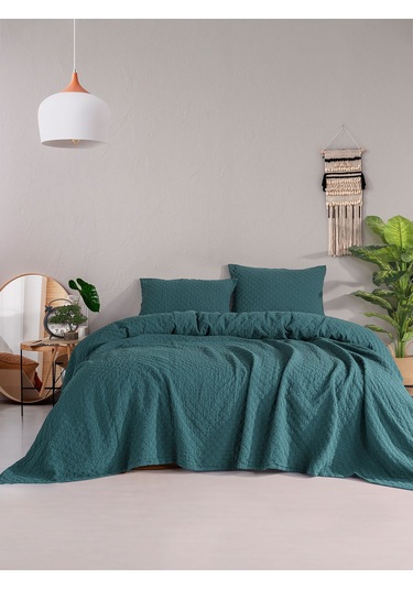 Cambrıdge Yatak Örtüsü Seti Çift Kişilik Koyu Yeşil Kutulu