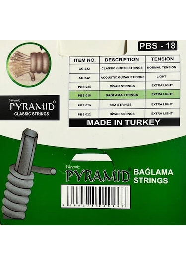 Pyramid Pbs-018 Kısa Sap Bağlama Teli Takımı 3 Paket