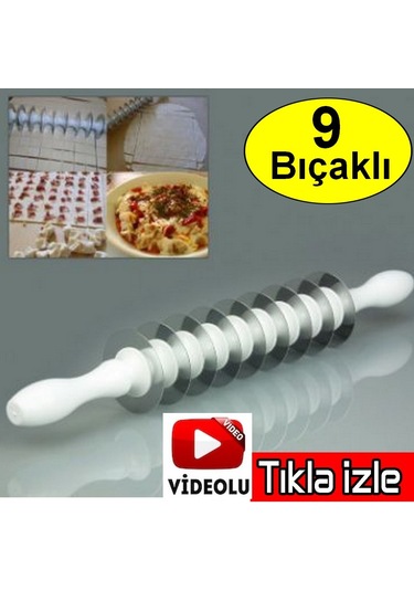 Mantı Merdane Mantı Kesme Merdanesi 9 Bıçaklı Mantı Yapma Aleti 9 Diğer
