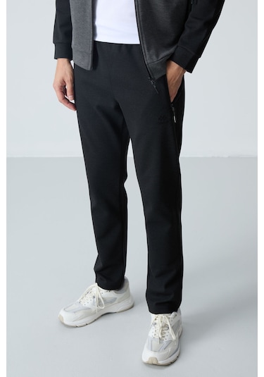 Tommy Life Antrasit - Siyah Dik Yaka Çift Renk Rahat Form Klasik Paça Erkek Eşofman Takımı - 85113 Antrasit