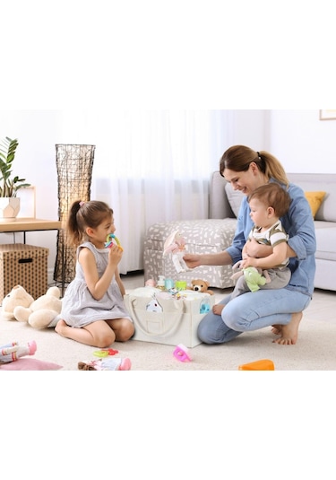 Galanz Keçe Kapaklı Anne Bebek Bakım Çantası Bej + 2 Adet Ağız Mendili Bej