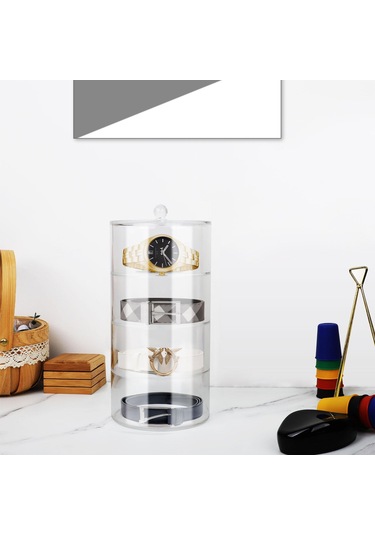 Akrilik Kemer Düzenleyici 2 Katlı Şeffaf 5.5in Çap Güçlü Hafif Kemer Vitrini ŞEFFAF