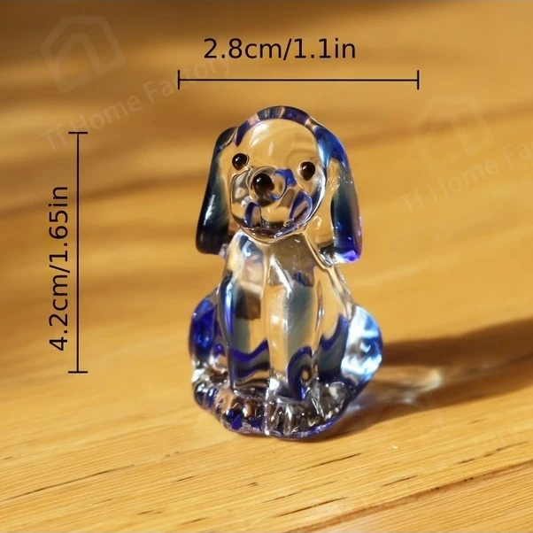 Trendooze Mor Cam Köpek Heykeli, Modern Masaüstü Dekoru Sunshine022 El Yapımı, Masaüstü Aksesuarı
