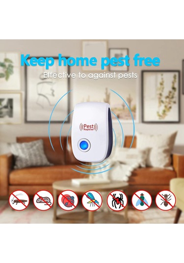 Xurunkeji 6'lı Paket Ultrasonik Haşere Kovucu Elektronik Fişli Kemirgen Fare Hamam Böceği Böcek Kovucu İç Mekan Ev Mutfak, Abd Fişi