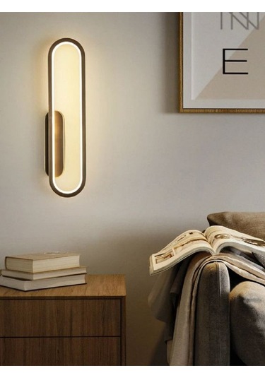 Manzo / Led Aplik / Elips / 50 Cm / Antrasit Gövde / 3 Renk Işık Antrasit