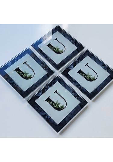 Decorita Cam Bardak Altlığı U Harfli Tasarım 4'lü Takım 10 x 10 CM Çok Renkli