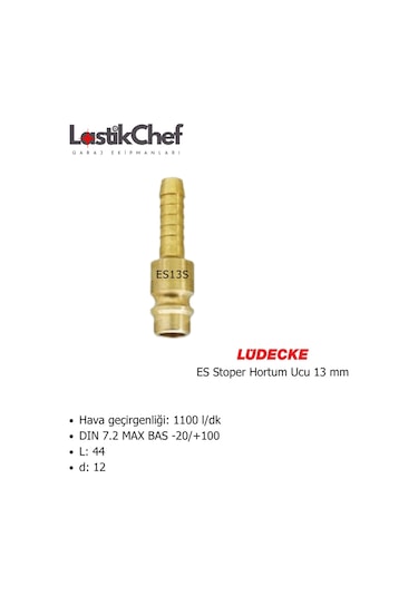 Lüdecke Es13s Es Stoper Hortum Ucu 13 Mm